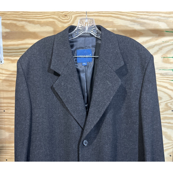 Vintage Towncraft 100% Wool Overcoat Topcoat 44L Dark Gray Mens 44L Old Money - Picture 5 of 16